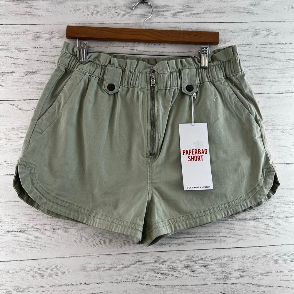 Celebrity Pink NWT Green Paperbag Canvas Shorts Size XL